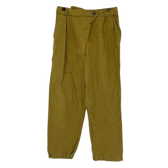 Mara Hoffman Almeria Linen Trouser Pants in Olive Size 8 - Picture 6 of 10